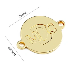 OEM ODM Garment Accessories Round with Holes Sewing Metal Name Tag, Custom Metal Logo Label for Clothing^