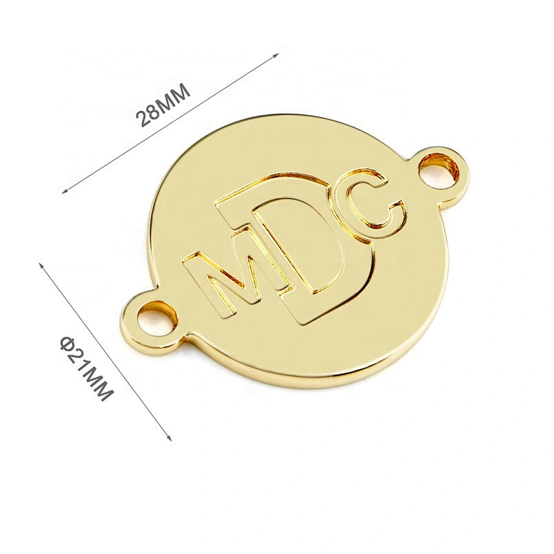 OEM ODM Garment Accessories Round with Holes Sewing Metal Name Tag, Custom Metal Logo Label for Clothing^