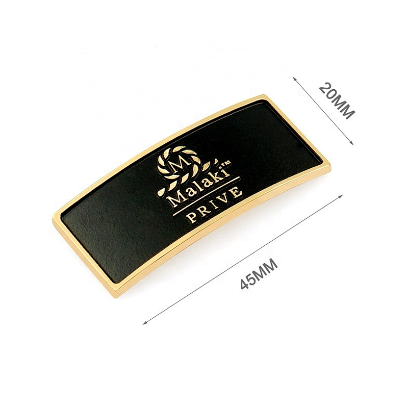 Custom Self Adhesive Black Metal Logo Label, Can Larse Logo Metal Nameplate for Bags