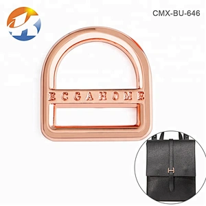 Professional Manufacturer Custom Engraved Logo Metal D Ring Buckle, Rose Gold Metal D-ring for Handbags
