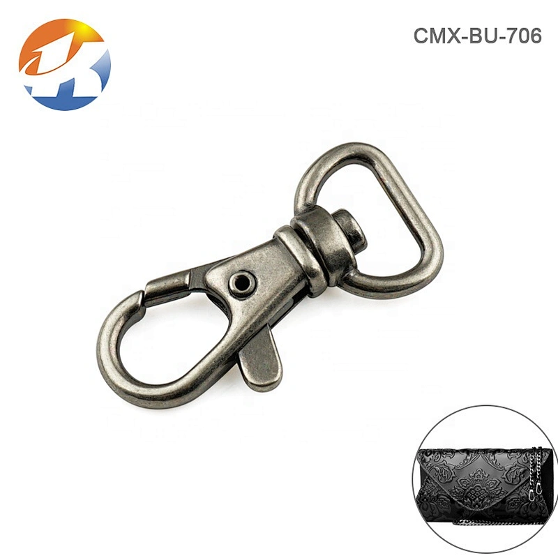 Hot Sale Cheap 12mm Small Metal Purse Snap Hook, D Ring Shape Tail Metal Trigger Snap Hook for Lanyard