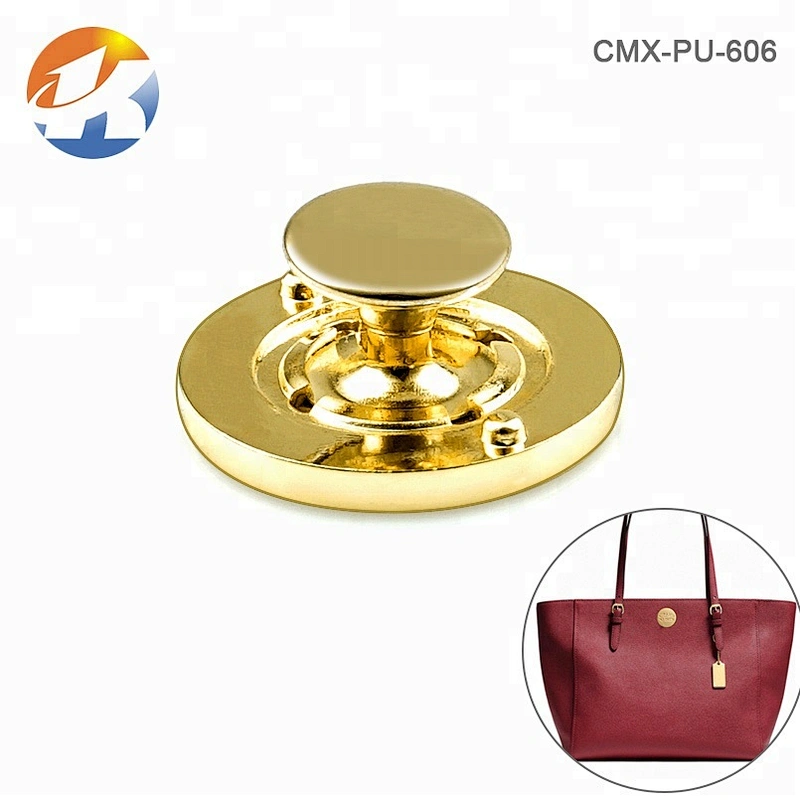 Bag Accessories Custom Rivet Fixed Round Metal Tag, Design Gold Plated Metal Plate Logo for Handbags