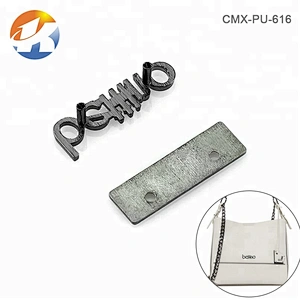Fashion Design Gunmetal Metal Letters Handbag Logo