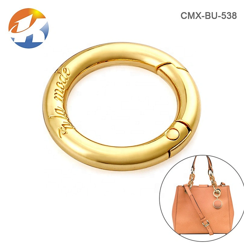 Wholesale Metal Gold Spring Clip Hook with Logo, Bag Accessories Round Metal Snap Hook for Handbags