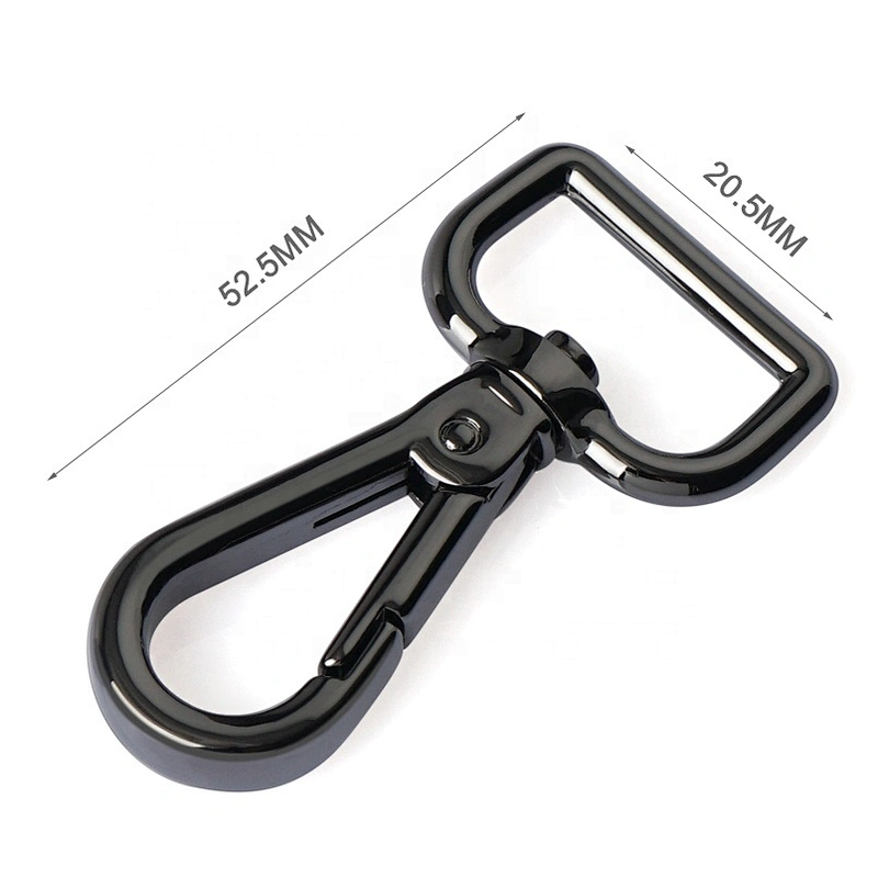 Handbag Hardware Supplier Gunmetal D Shape Tail Metal Swivel Snap Hook, Nickel-free Plated Metal Hook for Bags