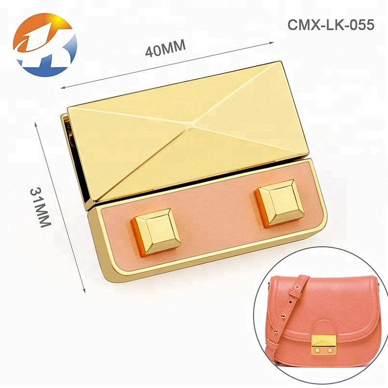 High Quality Custom Push Gold Metal Lock For Handbag