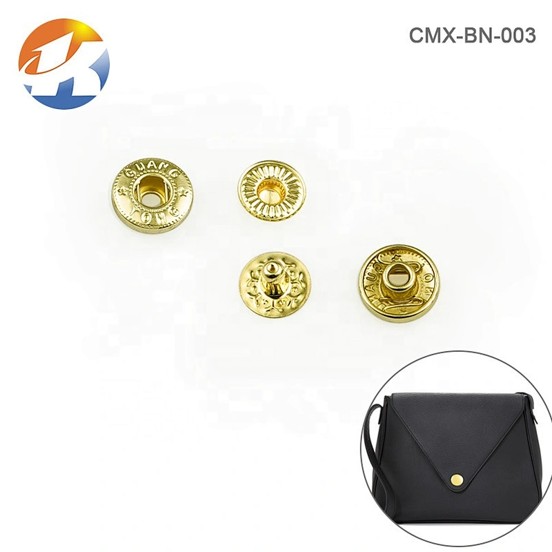 Dongguan Factory Custom Leather Jacket Hardware Snap Button,  Gold 12Mm Snap Button For Clothes
