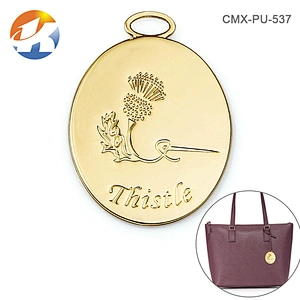 Oval Tag With A Loop Hang Gold Custom Handbag Metal Tags