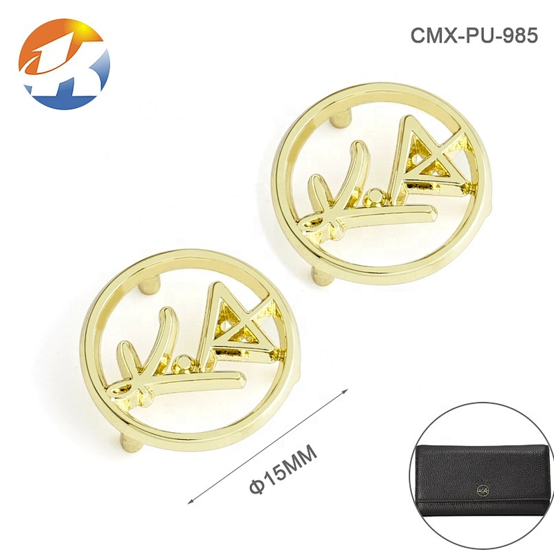 Round Shape with Hollow Logo Metal Tag, Personalized Custom Metal Purse Logo for Wallets