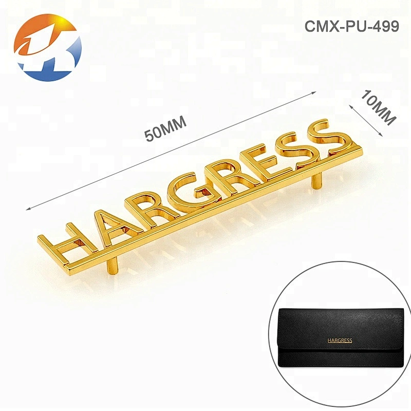 Bag Accessories Cut Out Letters Custom Gold Plate Logo