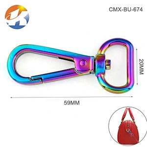 High End Handbag Hardware Rainbow Color Metal Bag Swivel Snap Hook, Holographic 20mm Metal Spring Snap Clasp Hook for Handbags