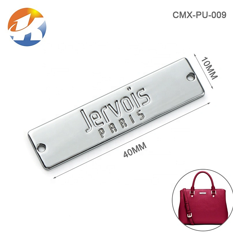 Custom Metal Label for Clothing, Rectangle with Two Holes Sewing Metal Name Tag for Garment