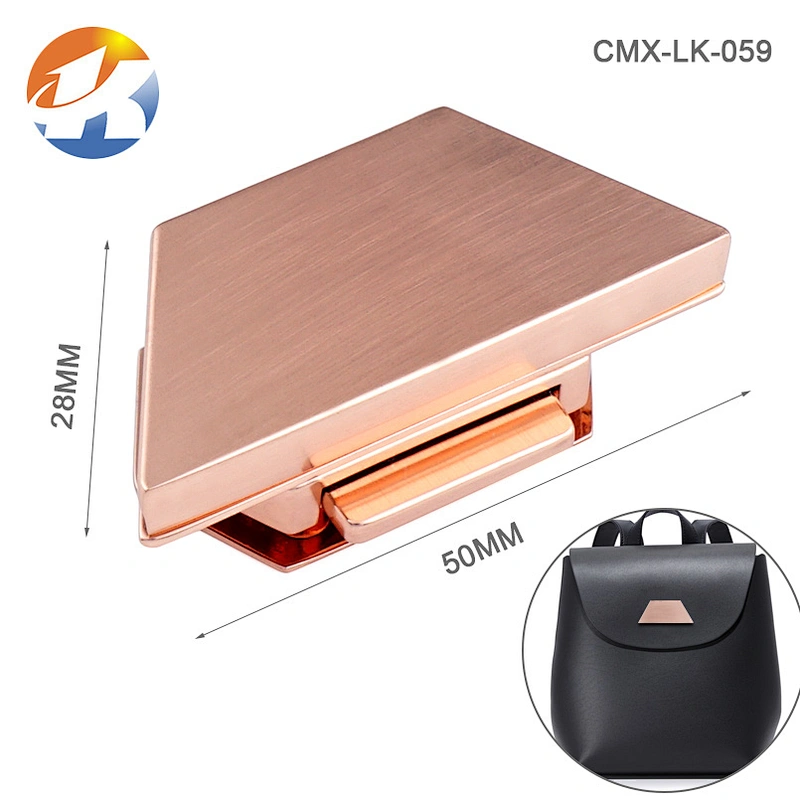 Brushed Rose Gold Press Metal Push Lock For Handbags