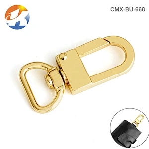 Hot Selling Gold Alloy Metal Spring Snap Hook for Car Key Bag, D Ring Shape Tail Metal Snap Hook for Wallet Bag