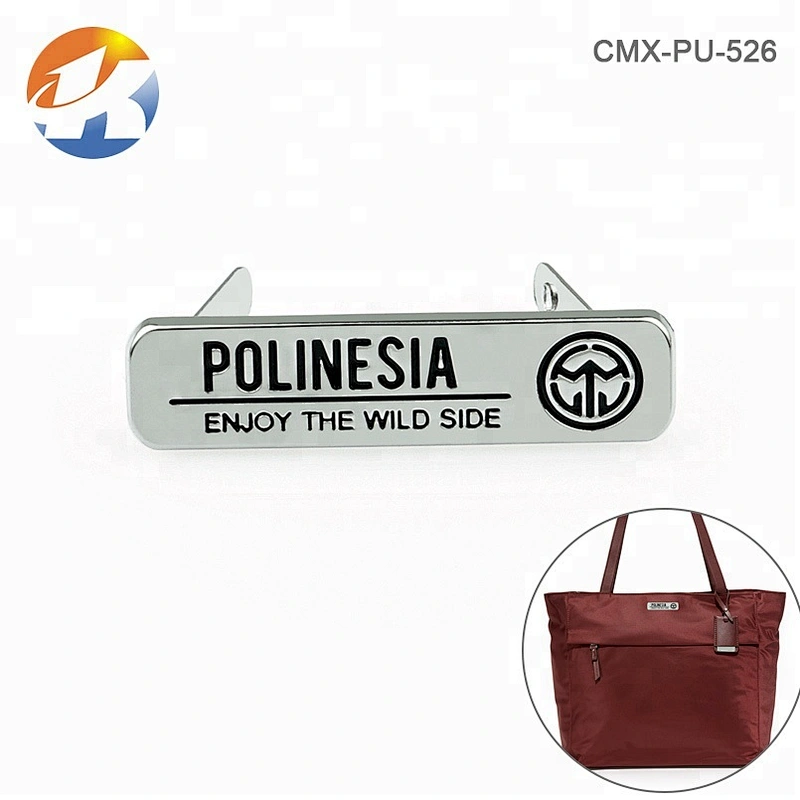Bag Accessories Engraved Logo With Black Color Metal Label