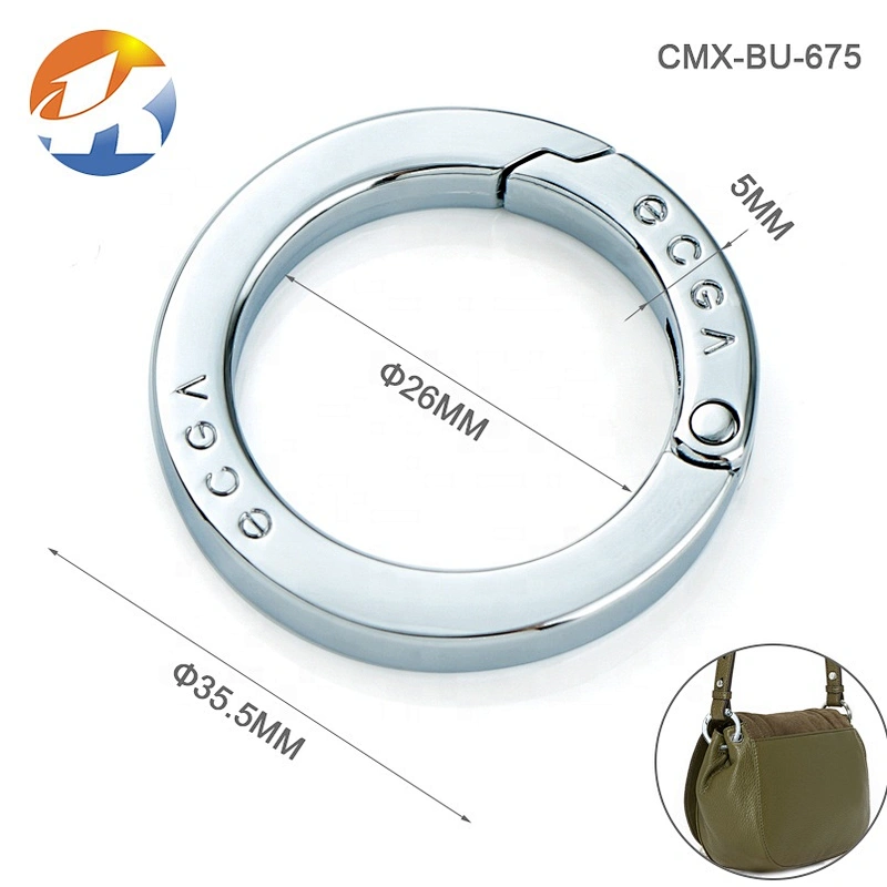 Wholesale 1 Inch Chrome Metal Spring Key Chain Snap Hook, High Quality Custom Round Shape Metal Spring Snap Hook for Bags