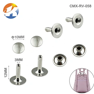 Factory Supply Bag Hardware Single Face Metal Rivet, 10mm Silver Metal Rivet For Garments