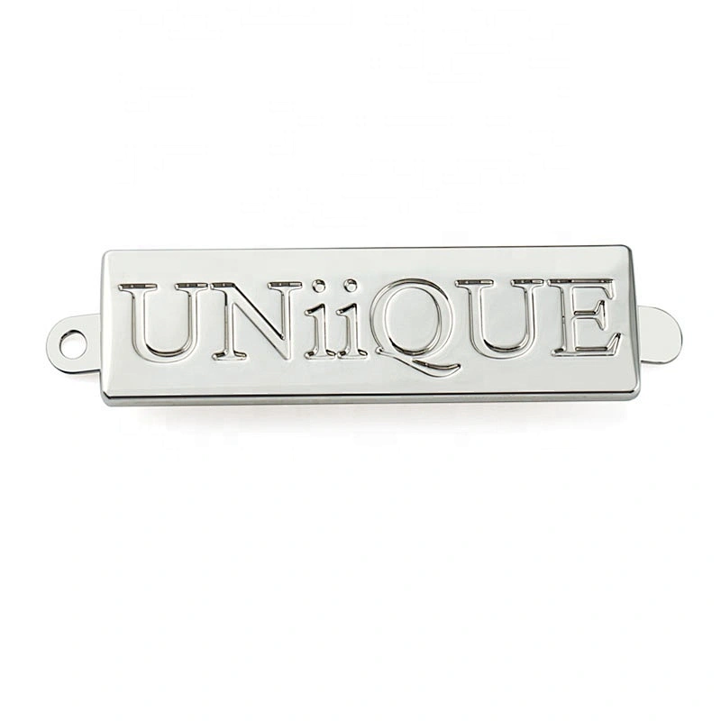 Rectangle Light Gold Metal Name Plate, Custom Metal Logo Label for Bag Hardware