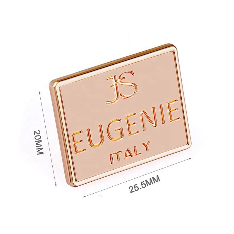 Factory Direct Custom Handbag Engraved Metal Logo Tag, Rose Gold Metal Name Label Plate for Bags