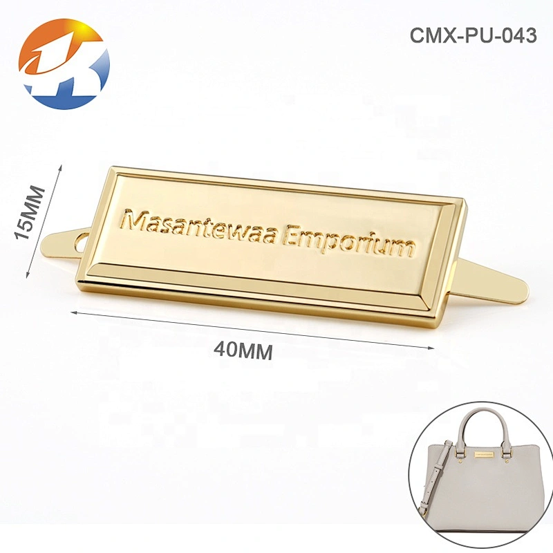 Bag Accessories Custom Engraved Logo Metal Plate Logo for Handbags, High End Gold Metal Label