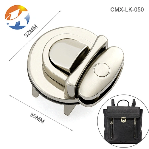 Professional Custom Nickel Metal Push Lock For Handbags