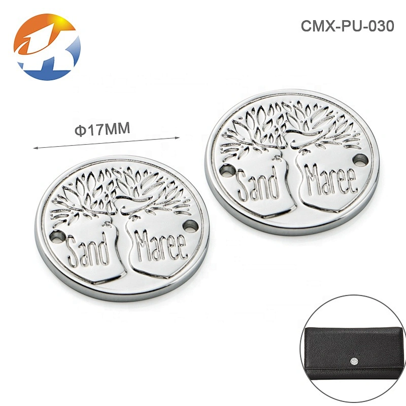 High Quality Garment Accessories Sewing Clothing Metal Labels, Clothing Logo Label Metal Custom Round with Holes for Swimwear