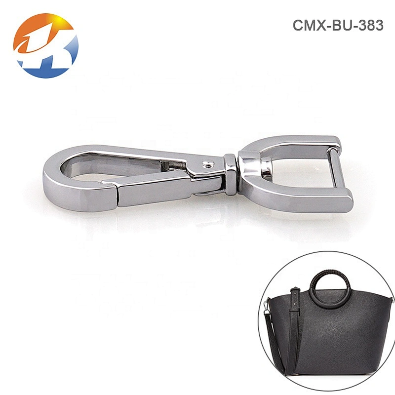 Handbag Hardware Nickel Metal D Ring Tail Snap Hook, Zinc Alloy Metal Spring Snap Hook for Bags