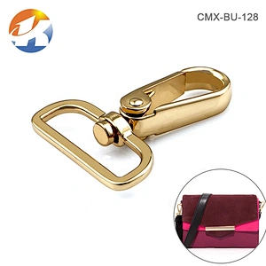 Wholesale Zinc Alloy 38mm Gold Plated Metal Spring Snap Hook for Bags, Durable and Nickel-free Metal Swivel Snap Hook