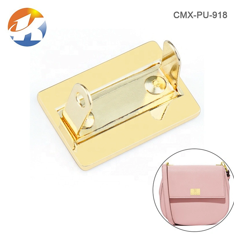 Custom Engraved Logo Metal Bag Plate, Nickel-free Gold Plated Metal Label with Prong for Handbag^