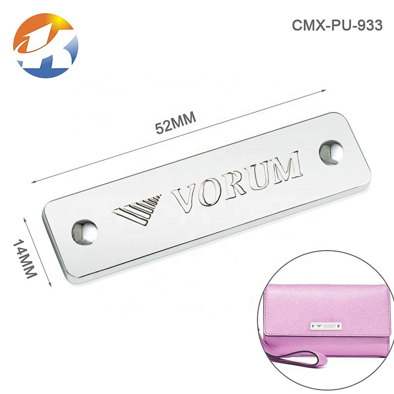 Fashion Rainbow Color Plated Metal Charms Tag, Custom Engraved Logo Oval Metal Logo Labels for Handbags