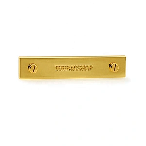 Custom Gold Metal Logo Tag with 2 Decorative Screws for Handbags, Bag Accessories Engraved Metal Nameplate