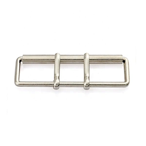 Custom 60mm Roller Metal Double Pin Belt Buckle, Zinc Alloy Rectangle Shape Big Metal Pin Buckle for Belt