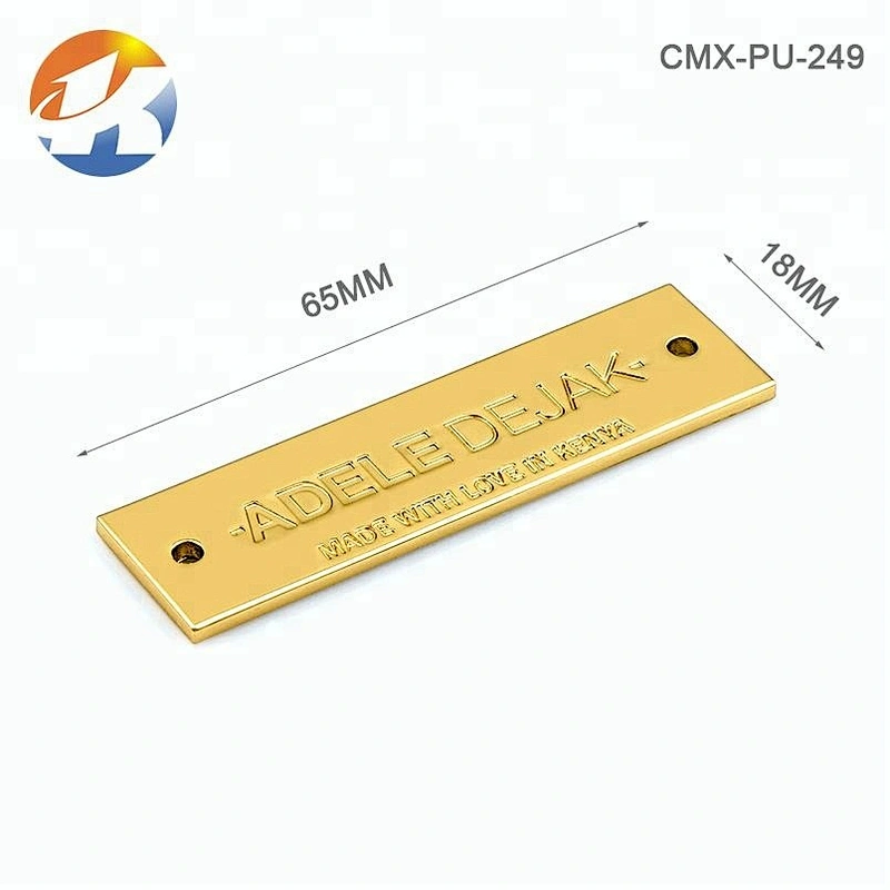 High Quality Custom Engraved Metal Logo Label for Handbags, Brushed Nickel Metal Name Plate for Bags