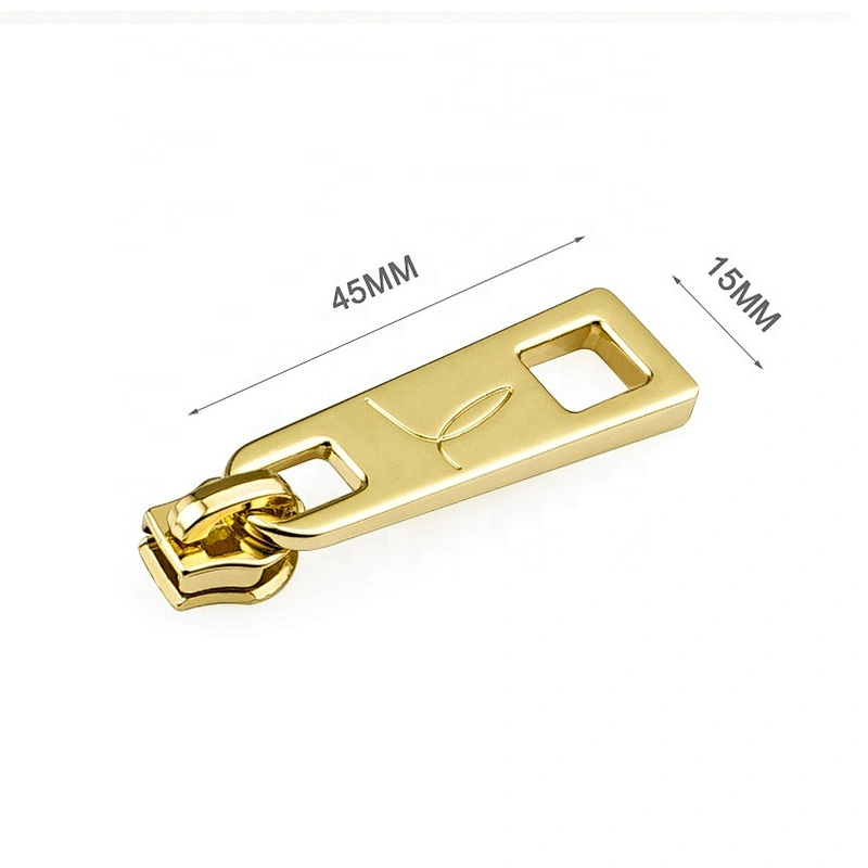 High Grade Handbag Hardware Metal Zip Puller, Garment Accessories Gold Metal Custom Zipper Pull and Head