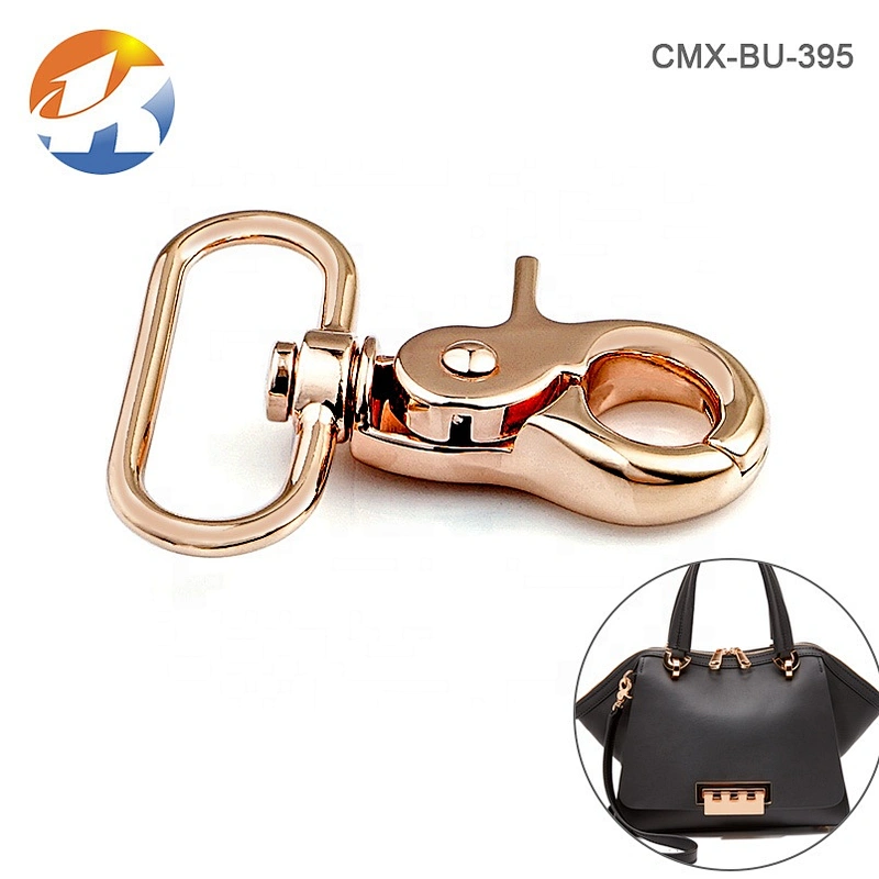 Bag Accessories Zinc Alloy Metal Swivel Eye Snap Hook, Wholesale Top Quality Metal Rose Gold Trigger Snap Hook for Handbag
