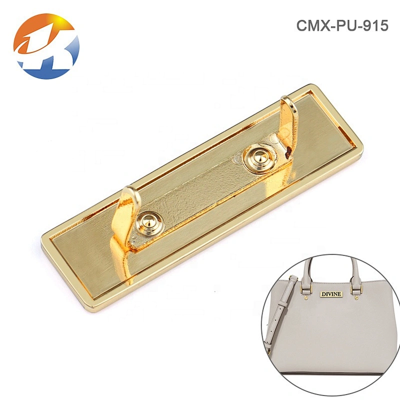 High Quality Handbag Hardware Custom Metal Logo Label, Gold Engraved Logo Metla Plate for Bags