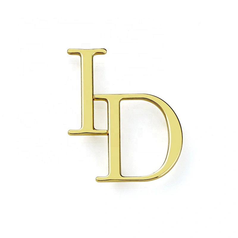Fashion Bag Hardware Gold Metal Letter Logo, Custom Metal Logo Tag for Handbags