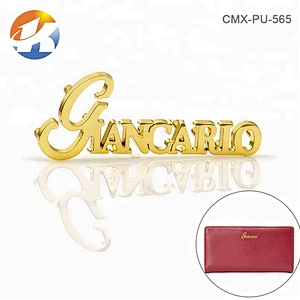 Handbag Hardware Custom Metal Plates Brand Letters Logos, Gold Logo Tag Metal Letter, Logo Design Metal Letter Plate for Purse