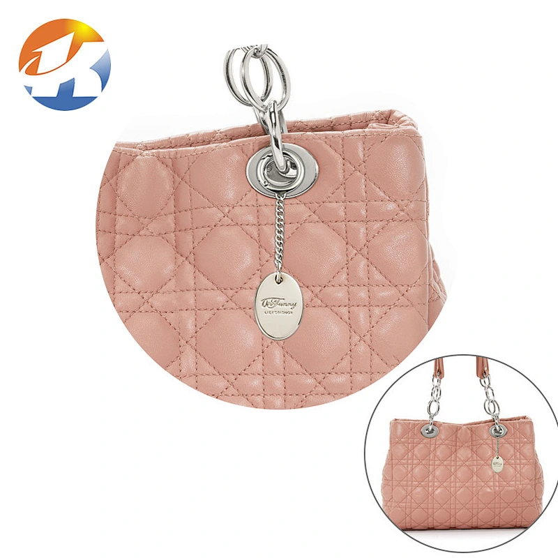 Custom Handbag Accessories Oval Shape With Ring Metal Tag Logo