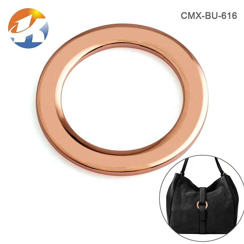 High Quality Custom Polished Rose Gold 34mm Metal O Ring with Engraved Logo for Handbag Manufacturer