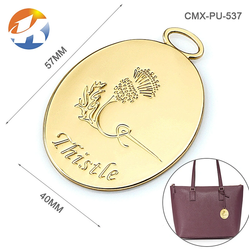 Oval Tag With A Loop Hang Gold Custom Handbag Metal Tags