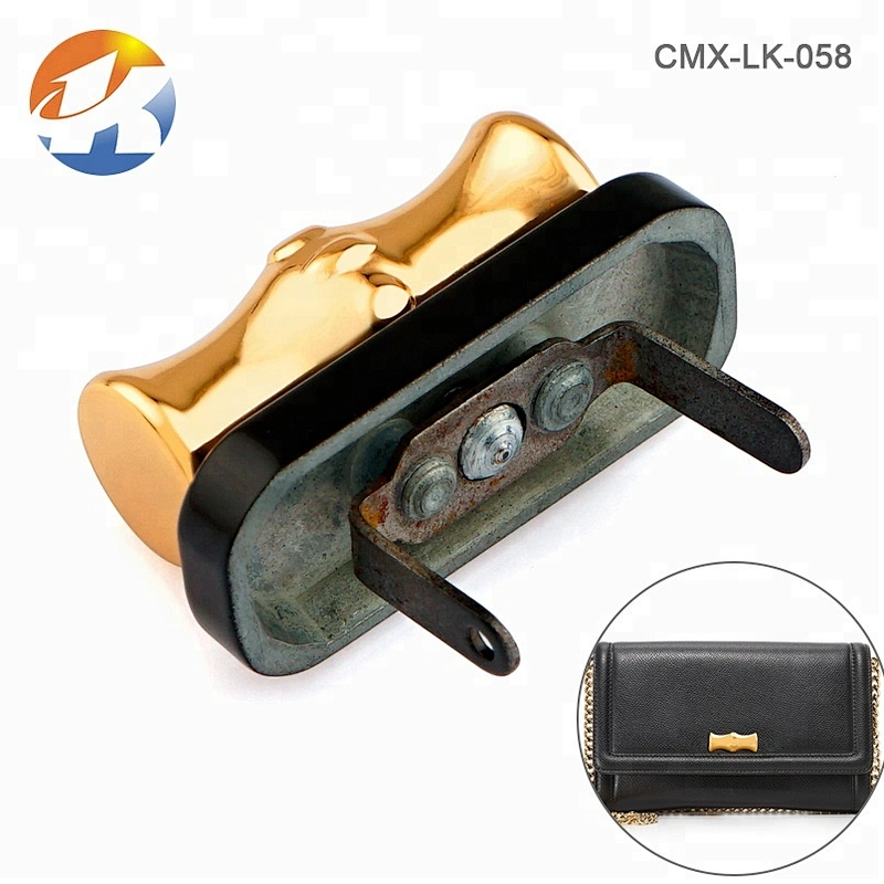 Double Colors Bamboo Shape Metal Bag Twist Turn Lock