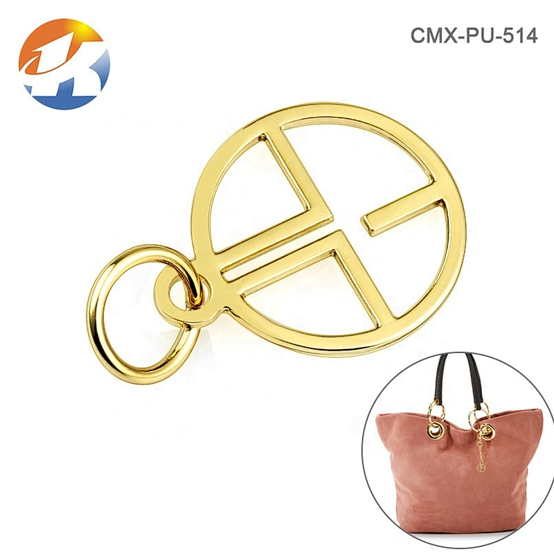 Round With Ring Cut Out Logo Gold Metal Logo Brand