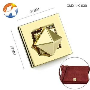 Nice Design Square Gold Metal Handbag Turn Lock