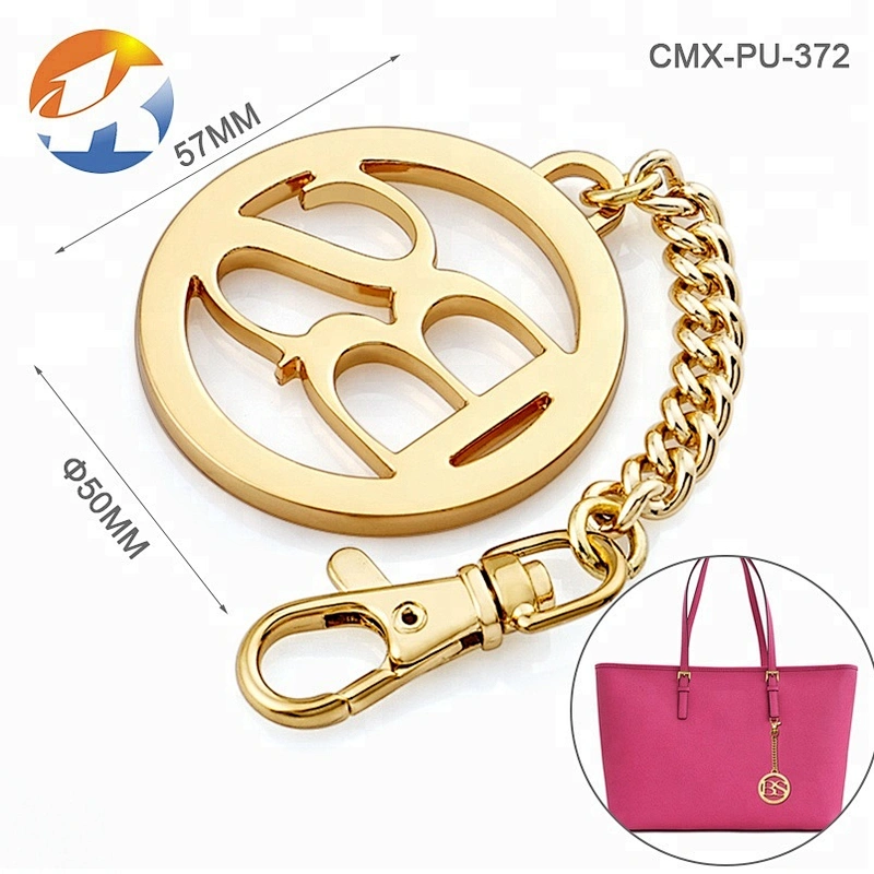 Hot Selling Round Shape Custom Metal Bag Tags, Fashion Gold Plated Hollow Logo Metal Hang Tag, Custom Logo Metal Tag for Handbag