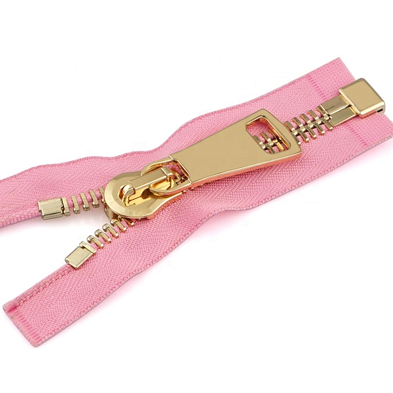 Wholesale Garment Accessories Pink Tape Gold Teeth Zipper Metal
