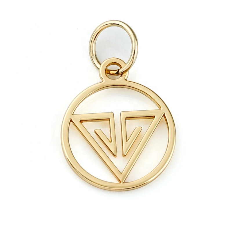 Fashion Handbag Hardware Custom Gold Metal Bag Logo, Round Shape with Ring Metal Hang Name Tag for Bag