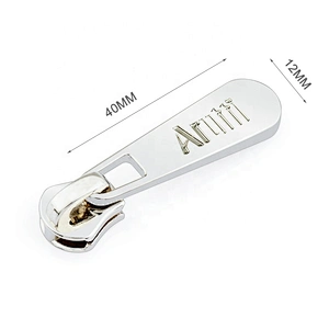 Custom Nickel Metal Zipper Slider and Puller, Engraved Logo Zipper Puller Design, Metal Zipper Pulls for Handbags and Garment