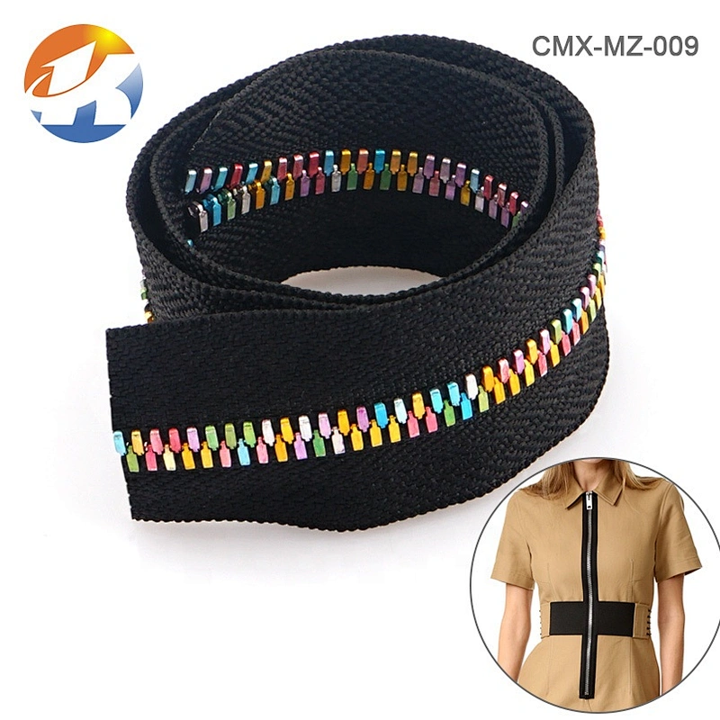 Garment Accessories Brass Metal Rainbow Teeth Zipper, Wholesale Cheap Metal Zipper for Clothing