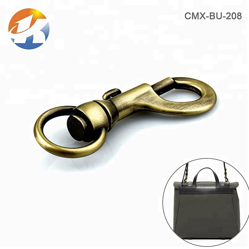 Brushed Antique Brass Metal Dog Leash Snap Hook, High Quality Bag Hardware Swivel Metal Trigger Snap Hook